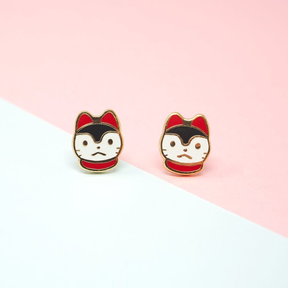 Handcrafted Inu Hariko Enamel Stud Earrings